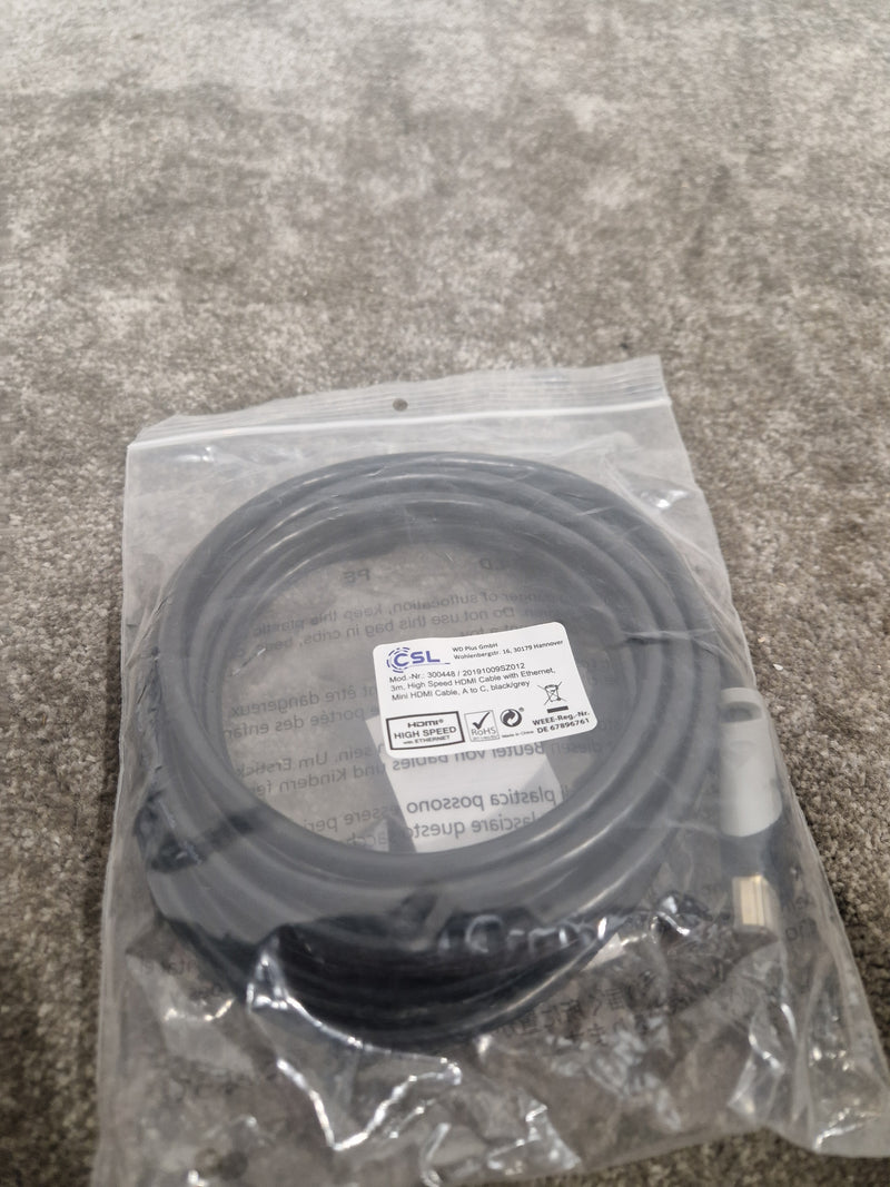 CSL - 8k / 4k HDMI Cable 2.1/2.0 3M - Grey/Black – HDMI Cable - Excellent - Image 2