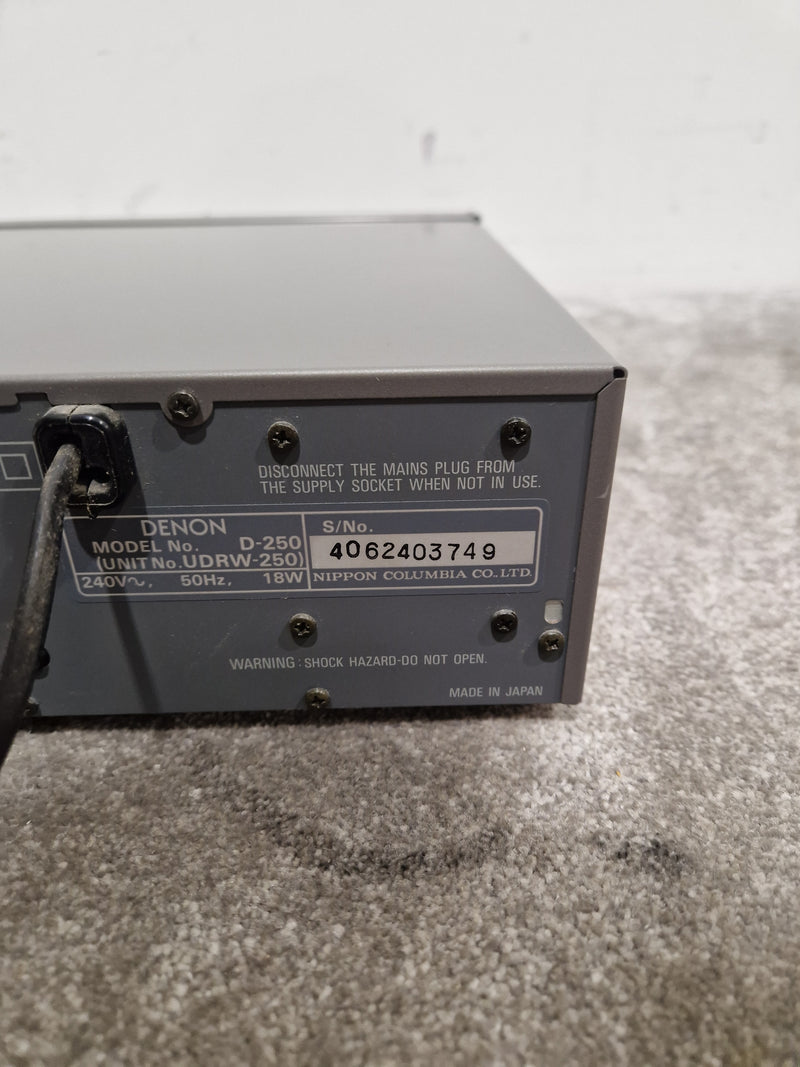 Denon UDRW-250 - Stereo Cassette Tape Deck - Silver - Fair - Image 3