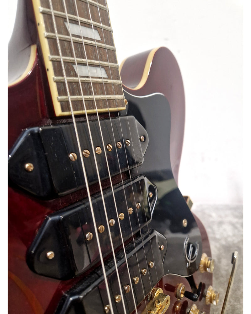 Epiphone Riviera P93 - Semi-Hollow Electric Guitar - Dark Red - Excellent w/ Hard Case - Image 7