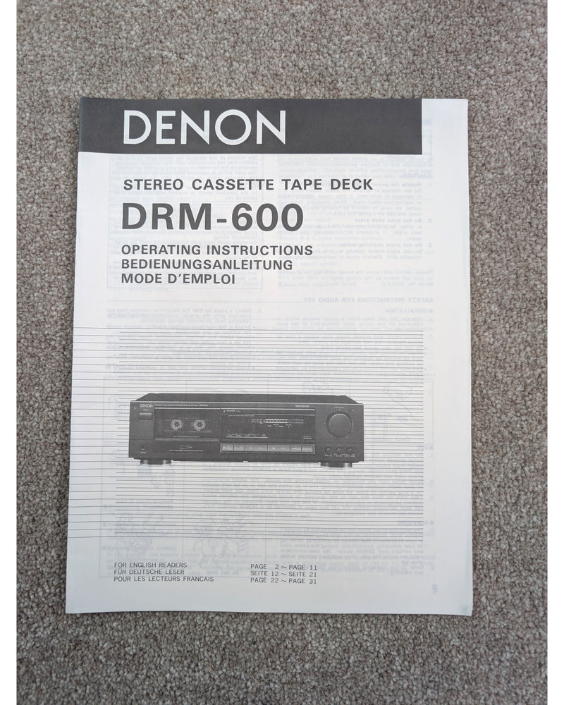 Denon DRM-600 - Cassette Deck - Black - Fair w/ Manuals - image 7