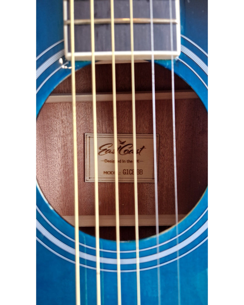 EastCoast G1CE-BB - Acoustic Guitars - Blue Burst - Excellent w/ Original Box, New Strings, Pick guard - Image 10