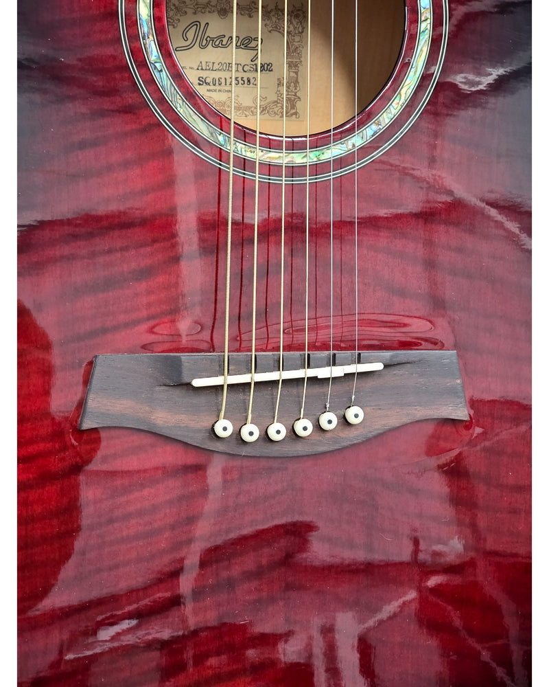Ibanez AEL20E-TCS - Acoustic Guitar - Transparent Cherry Sunburst - Fair w/ Soft Case - image 3