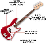 Squier by Fender Debut Collection Precision Bass Guitar - Red - Image 4