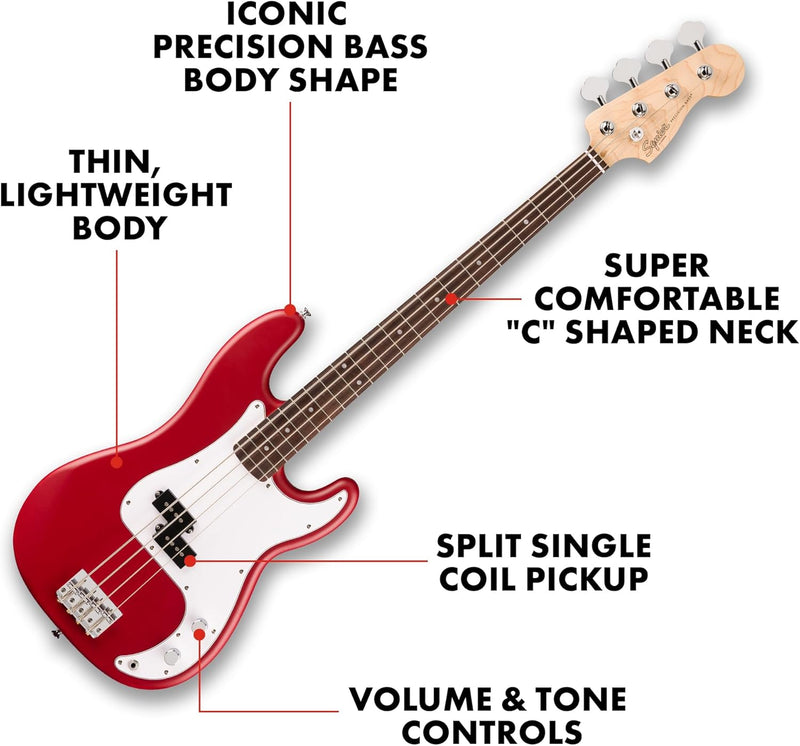 Squier by Fender Debut Collection Precision Bass Guitar - Red - Image 4