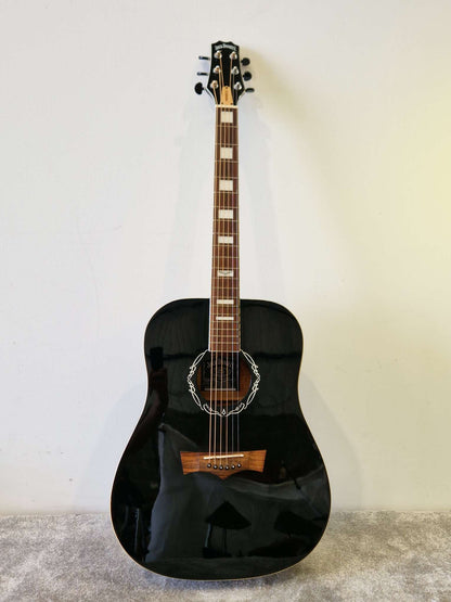 Peavey Jack Daniels Black Acoustic Guitar – Branded Design & Full-Size Dreadnought – Very Good