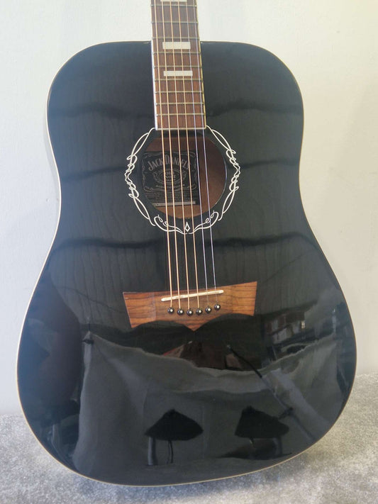 Peavey Jack Daniels Black Acoustic Guitar – Branded Design & Full-Size Dreadnought – Very Good