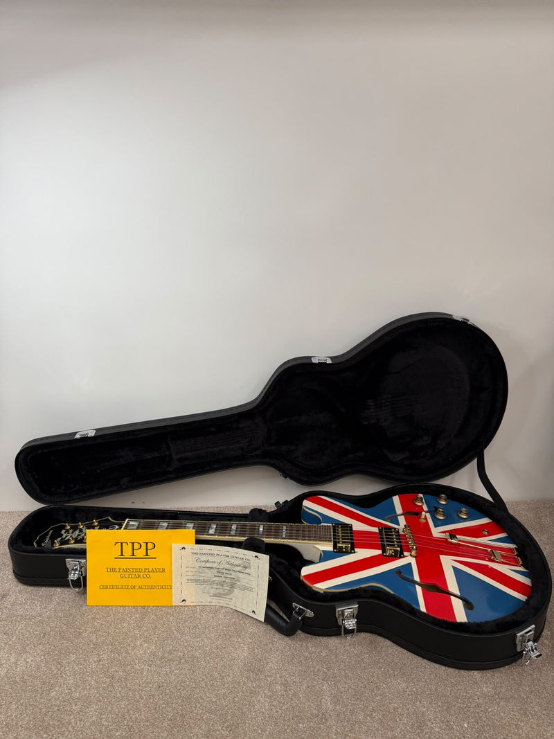 Epiphone Sheraton II Pro - The Painted Player "Union Jack" Noel Gallagher Tribute (Supreme Edition) - Semi-Hollow Electric Guitar - Good w/ Hard Case & TPP Certificate - image 7