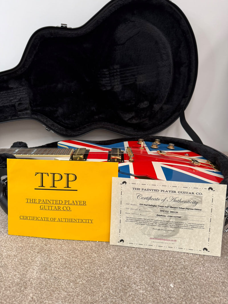 Epiphone Sheraton II Pro - The Painted Player "Union Jack" Noel Gallagher Tribute (Supreme Edition) - Semi-Hollow Electric Guitar - Good w/ Hard Case & TPP Certificate - image 8
