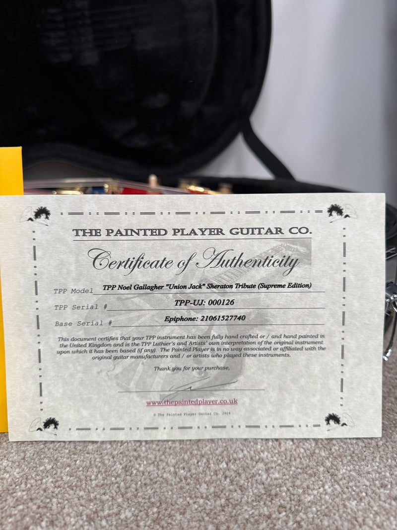 Epiphone Sheraton II Pro - The Painted Player "Union Jack" Noel Gallagher Tribute (Supreme Edition) - Semi-Hollow Electric Guitar - Good w/ Hard Case & TPP Certificate - image 10