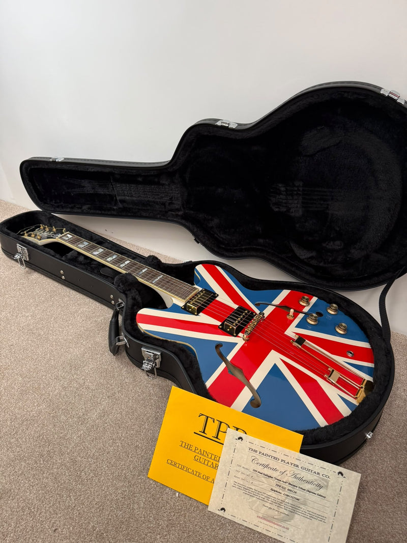 Epiphone Sheraton II Pro - The Painted Player "Union Jack" Noel Gallagher Tribute (Supreme Edition) - Semi-Hollow Electric Guitar - Good w/ Hard Case & TPP Certificate - image 2