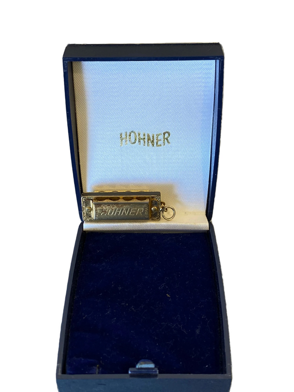 Hohner Mini Keyring Harmonica w/ Case - Gold