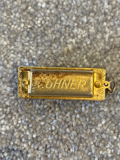 Hohner Mini Keyring Harmonica w/ Case - Gold
