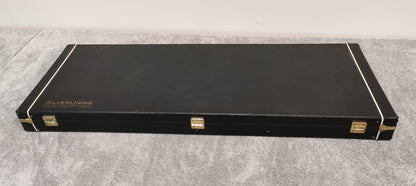 Vintage Tony Butler Signature V4 Bass Guitar, Black With Silverlining Hard Case