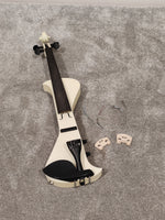 Electric Violin w/ Bow, Extra Bridges, New Strings and Hard Case with Strap - White - Image 4