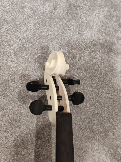 Electric Violin w/ Bow, Extra Bridges, New Strings and Hard Case with Strap - White