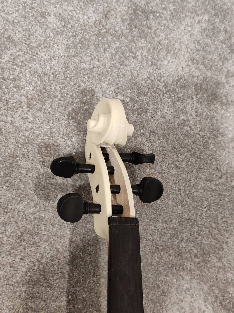 Electric Violin w/ Bow, Extra Bridges, New Strings and Hard Case with Strap - White - Image 7