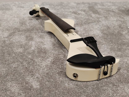 Electric Violin w/ Bow, Extra Bridges, New Strings and Hard Case with Strap - White