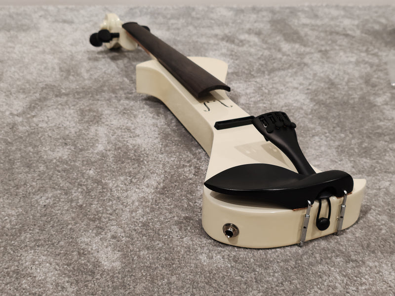 Electric Violin w/ Bow, Extra Bridges, New Strings and Hard Case with Strap - White - Image 3