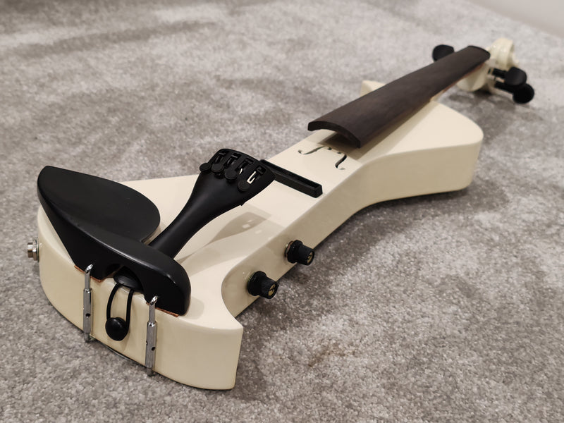 Electric Violin w/ Bow, Extra Bridges, New Strings and Hard Case with Strap - White - Image 1