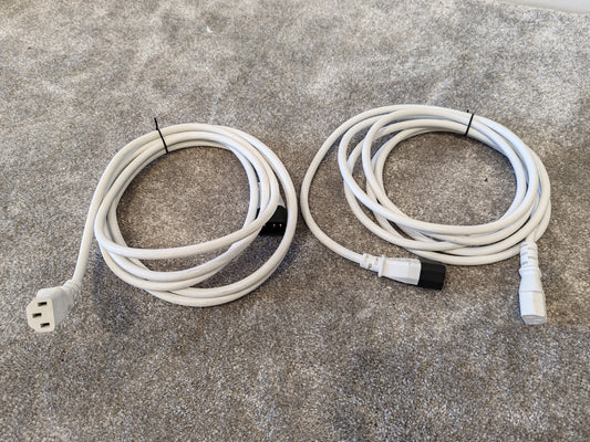 2x 3m IEC C14 to IEC C13 White Extension Leads 10A (Kettle Cable)