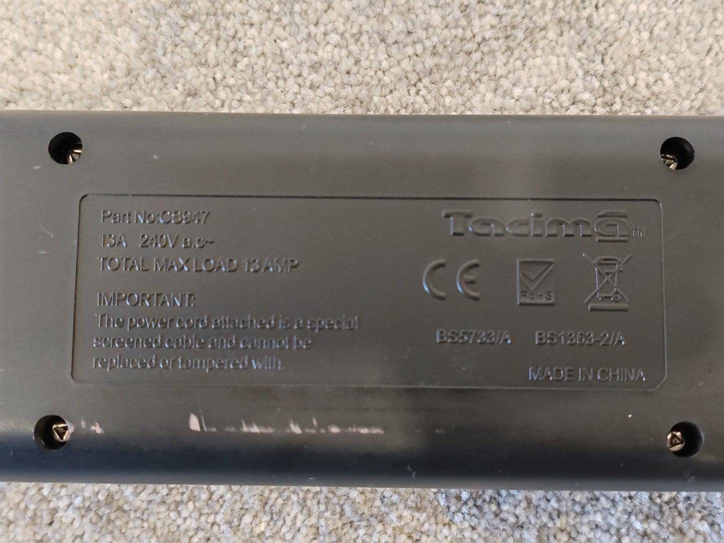 Tacima CS947 6 Way UK Mains Conditioner with Surge Protector Interference Filter