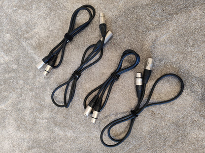 4x 1m XLR Cables - Various Brands - Male to Female