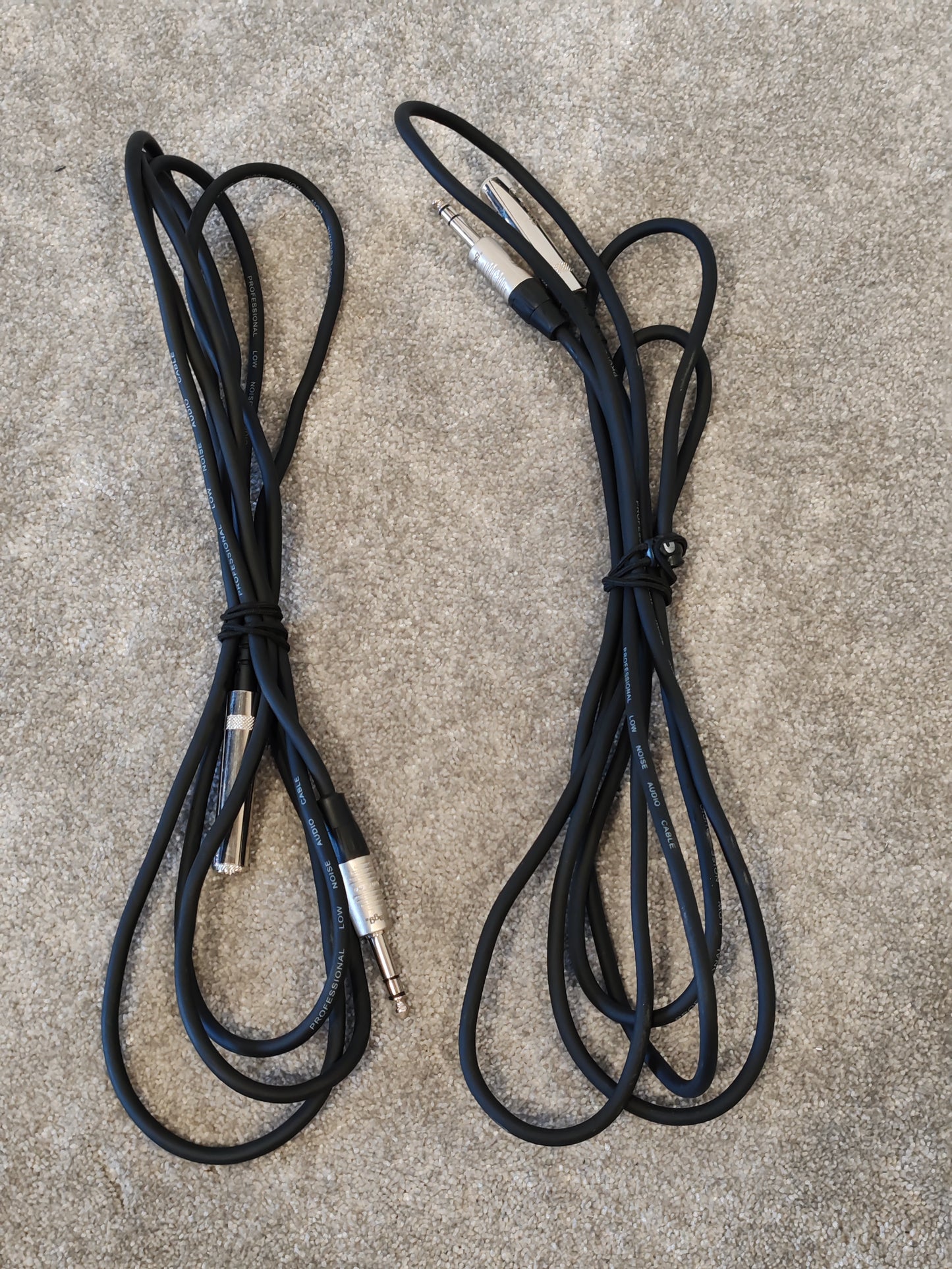 2x Stagg 6.35mm (1/4") Jack Lead Male to Female Extension Cable, 3m Black Stereo
