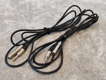 2x Stagg 6.35mm (1/4") Jack Lead Male to Female Extension Cable, 3m Black Stereo