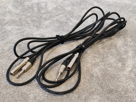 2x Stagg 6.35mm (1/4") Jack Lead Male to Female Extension Cable, 3m Black Stereo