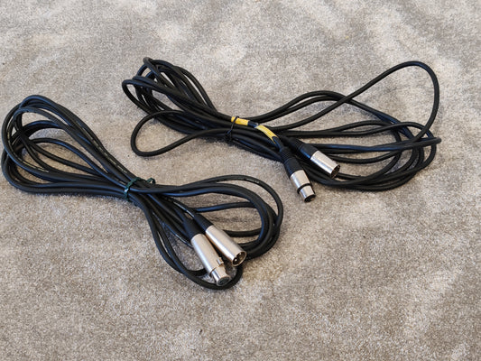 2X 3m XLR Microphone Cables Male to Female