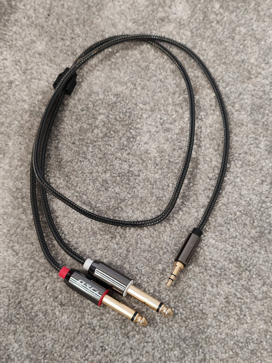 J&D High Performance Audio Cable - 3.5mm Stereo to 2x 1/4" TS Jack