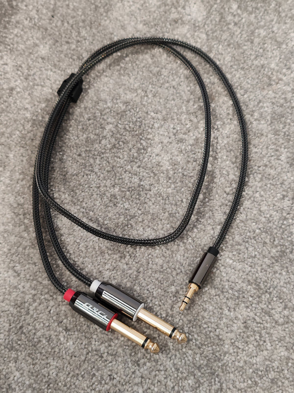 J&D High Performance Audio Cable - 3.5mm Stereo to 2x 1/4" TS Jack