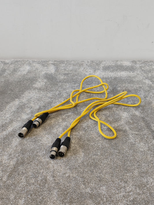 2X 1.5m qtx XLR Microphone Cables Male to Female - Yellow