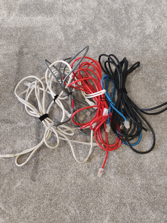 7 x CAT 5 Ethernet Network Cables Various Lengths and Colours