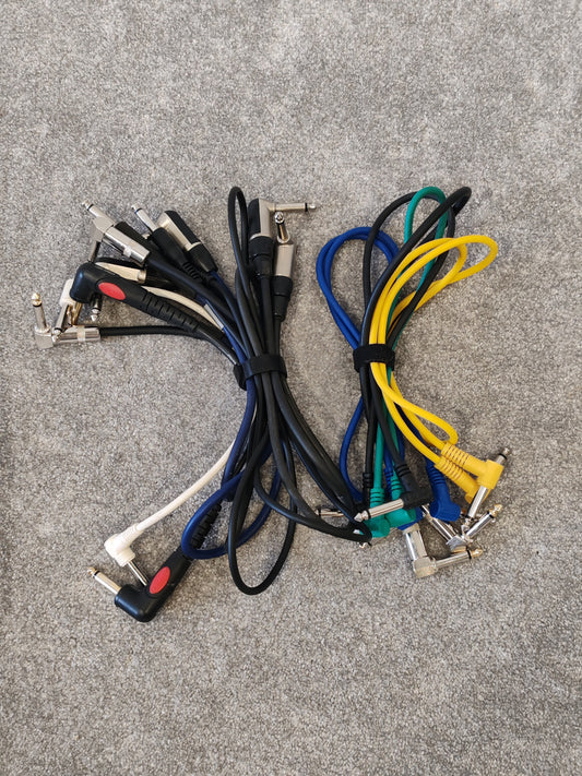 10x Electric Guitar Patch Cables 1/4" TS Mono, Various Lengths and Colours