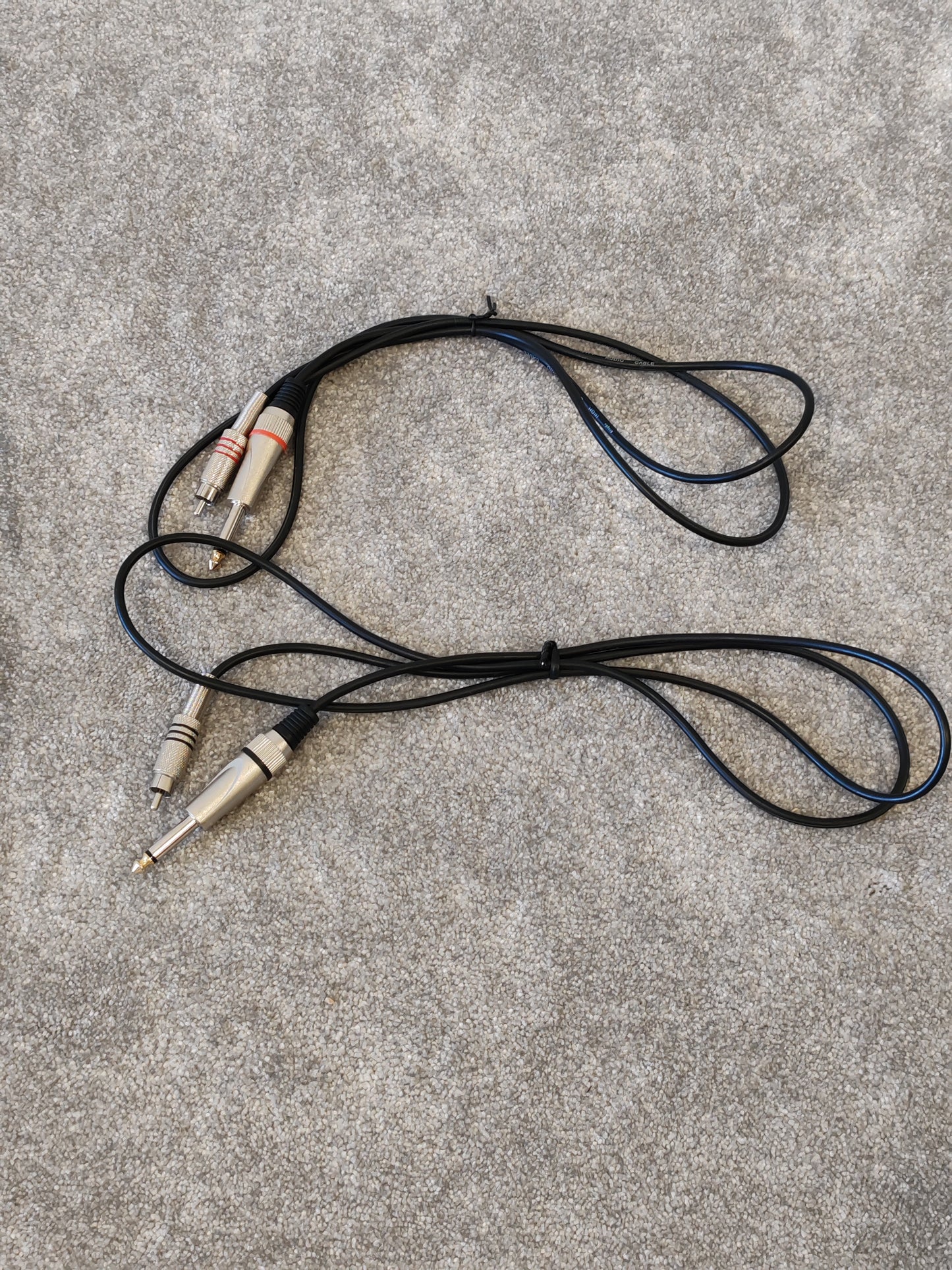 2X Stagg 1/4" TRS Stereo to RCA Phono, Silver, Black and Red