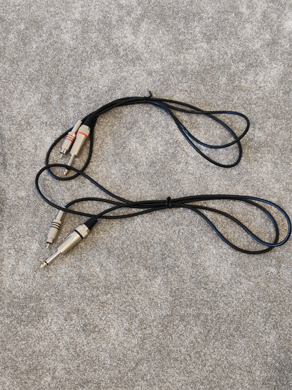 2X Stagg 1/4" TRS Stereo to RCA Phono, Silver, Black and Red