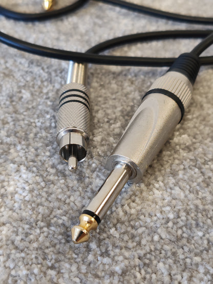 2X Stagg 1/4" TRS Stereo to RCA Phono, Silver, Black and Red
