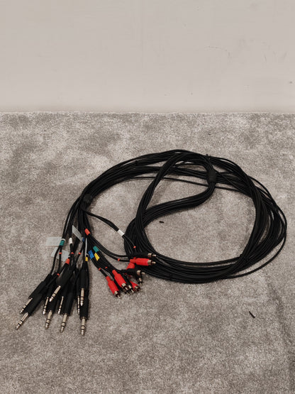 10 way RCA Phono to 1/4" TRS Stereo Van Damme Cable - 2.5M