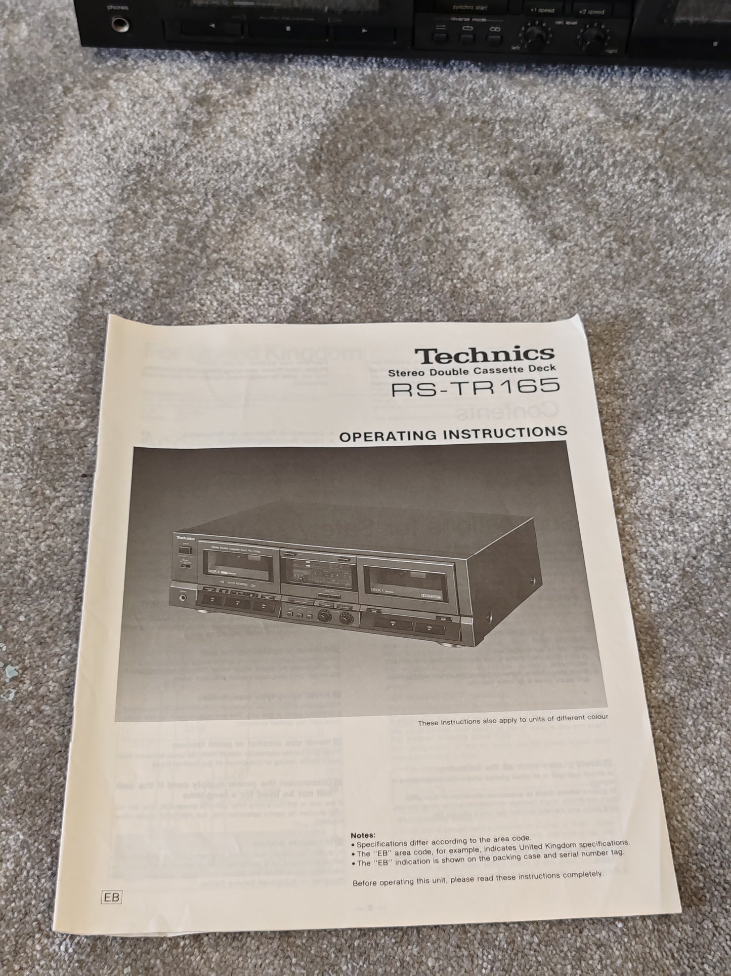 Technics RS-TR165 Stereo Double Cassette Deck – Very Good Condition