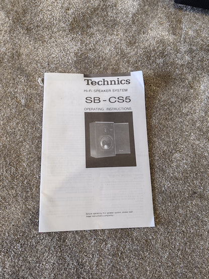 Technics SB-CS5 Hi-Fi Speaker System Pair- Very Good Condition