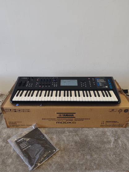 Yamaha MODX6 Synthesizer – AWM2 & FM-X Engines – Mint w/ Manual, Power Supply & Original Box