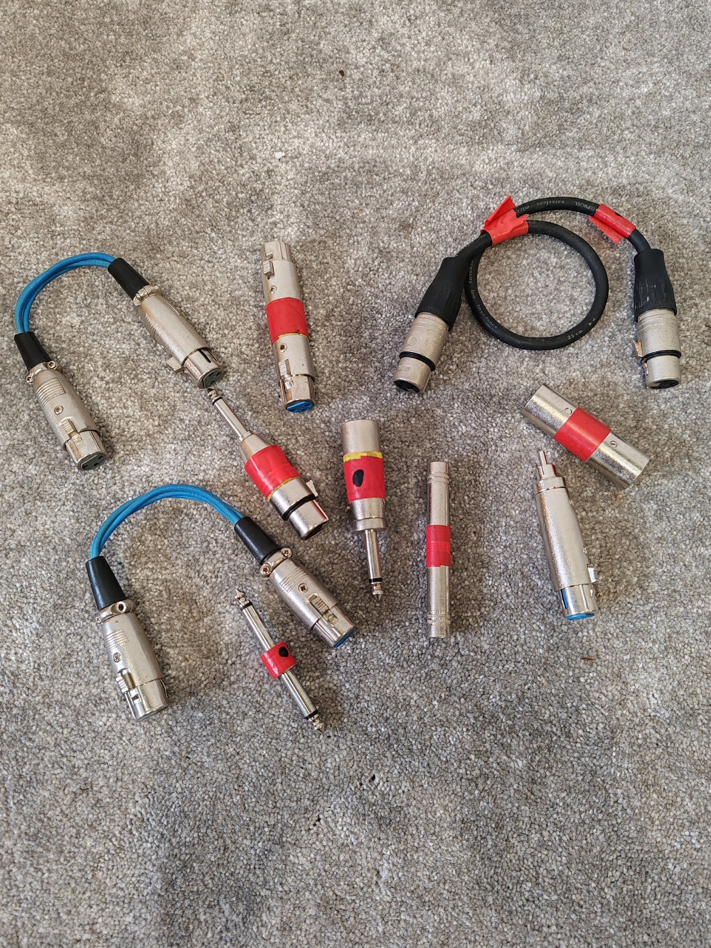 Box of Various XLR & TS Audio Adapters – Very Good Condition – Mixed Types & Quantities