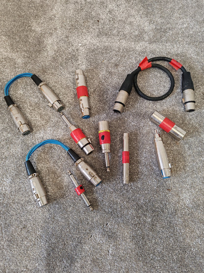 Box of Various XLR & TS Audio Adapters – Very Good Condition – Mixed Types & Quantities