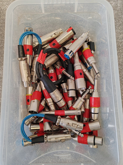 Box of Various XLR & TS Audio Adapters – Very Good Condition – Mixed Types & Quantities