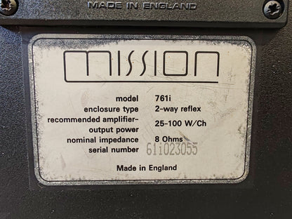 Mission 761i Matched Pair 75W Bookshelf Speakers – Fair/Good w/ Cosmetic Repairs, Fully Working