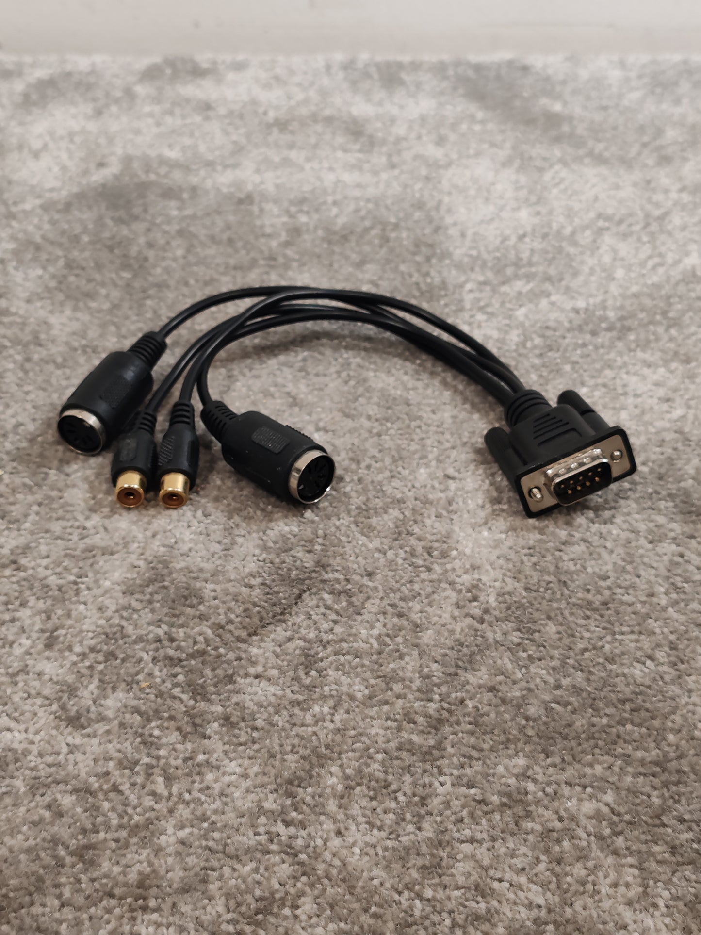 9 Pin D Sub Male TO 2X MIDI Female And 2X RCA Phono Cable - Multi-Connector Adapter - Very Good