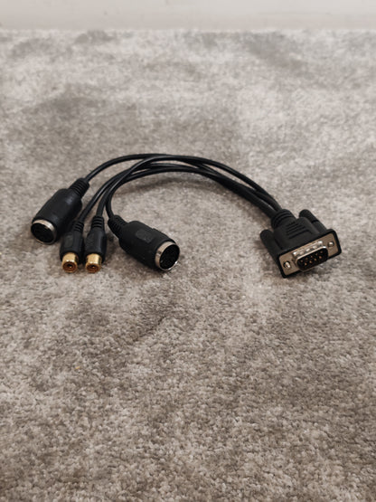 9 Pin D Sub Male TO 2X MIDI Female And 2X RCA Phono Cable - Multi-Connector Adapter - Very Good