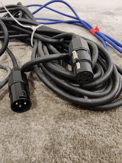 3x XLR Male to Female Microphone Cables 2 Long and 1 Short – Very Good