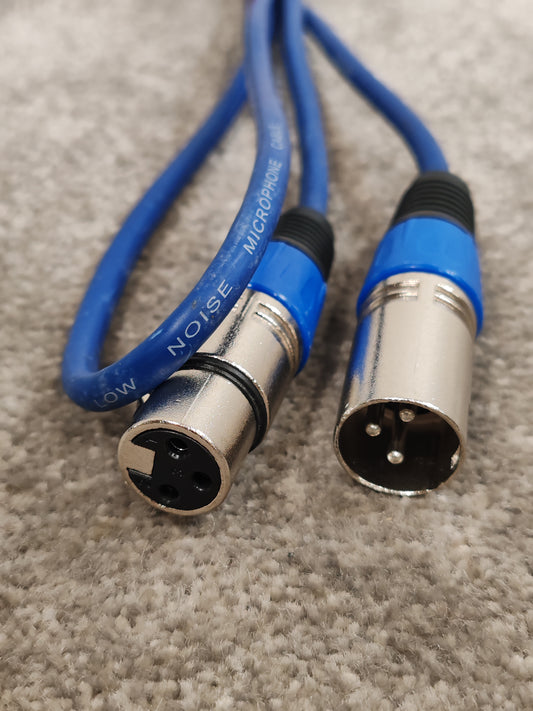 3x XLR Male to Female Microphone Cables 2 Long and 1 Short – Very Good